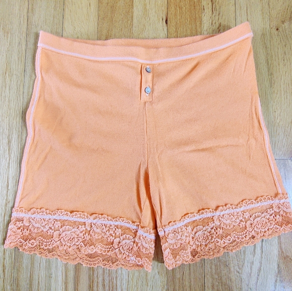 Free People Orange Cotton Shorts with Lace - Picture 2 of 6